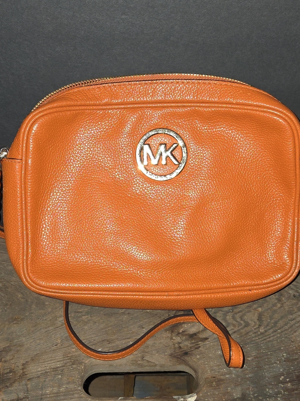 Michael Kors Orange Pebbled Leather Crossbody